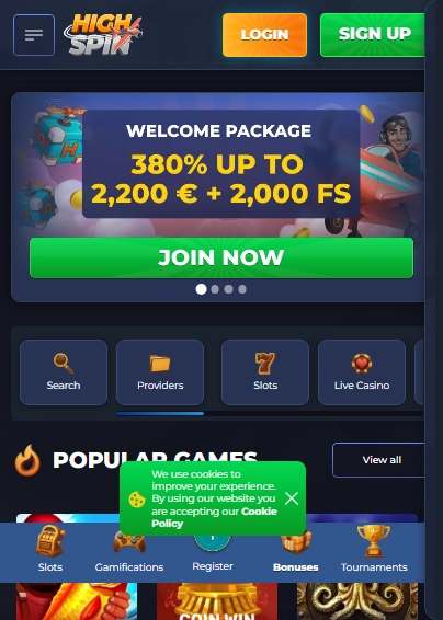HighSpin Casino Mobile Screenshot