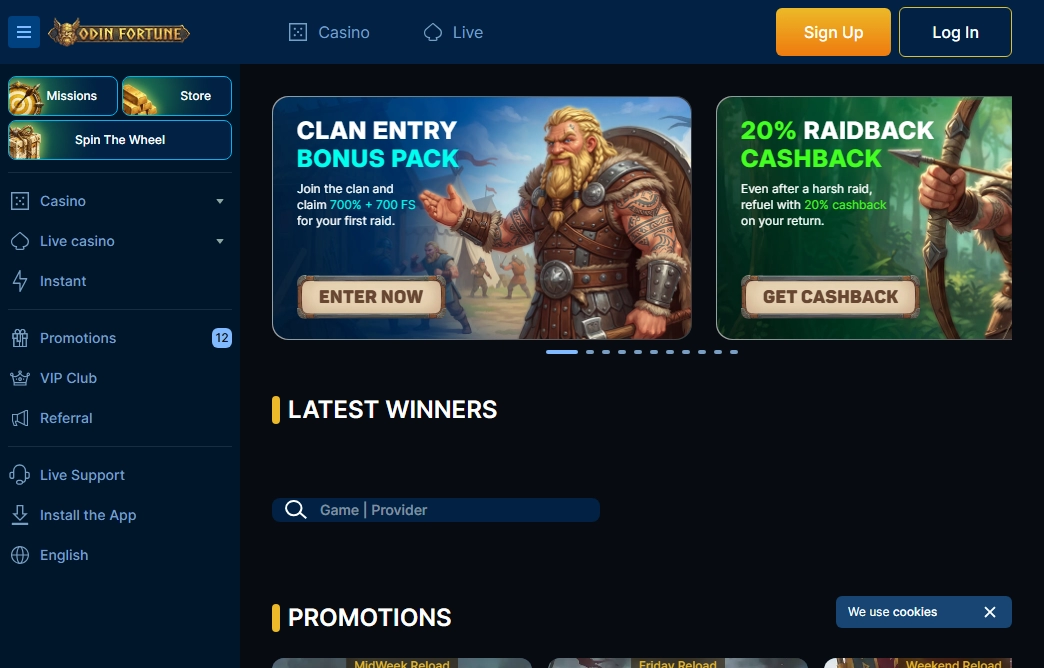 Odinfortune Casino Desktop Screenshot