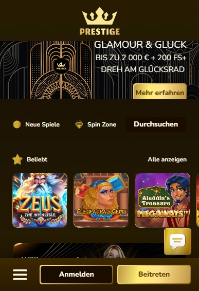 Prestige Casino Mobile Screenshot